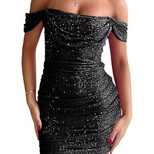 Elegant Black Off-Shoulder Dress. NWT